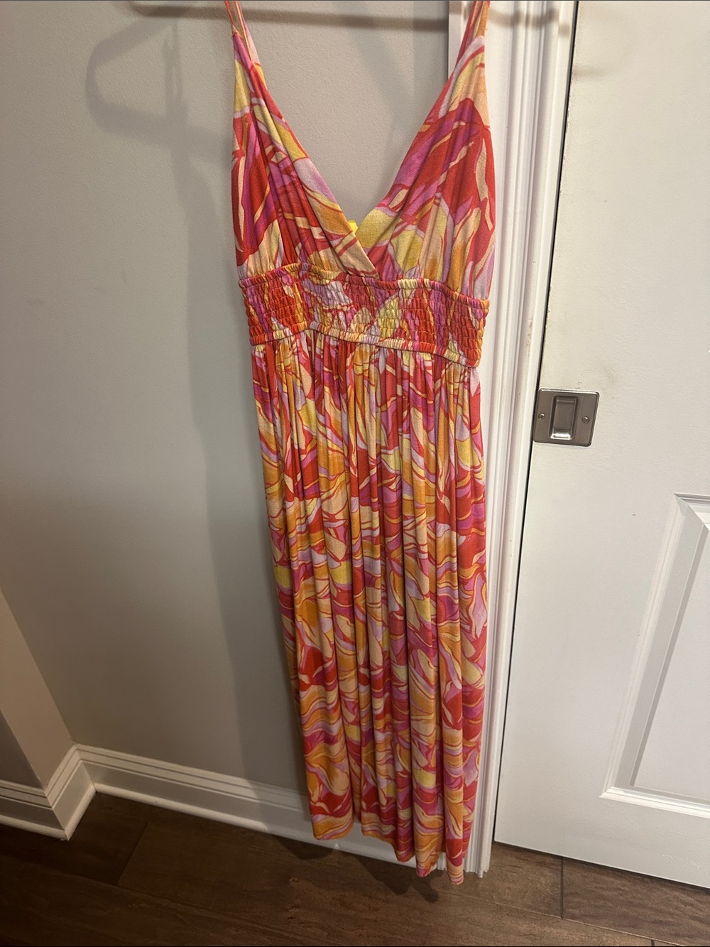 Z Supply Pink Orange Yellow Abstract Maxi Dress